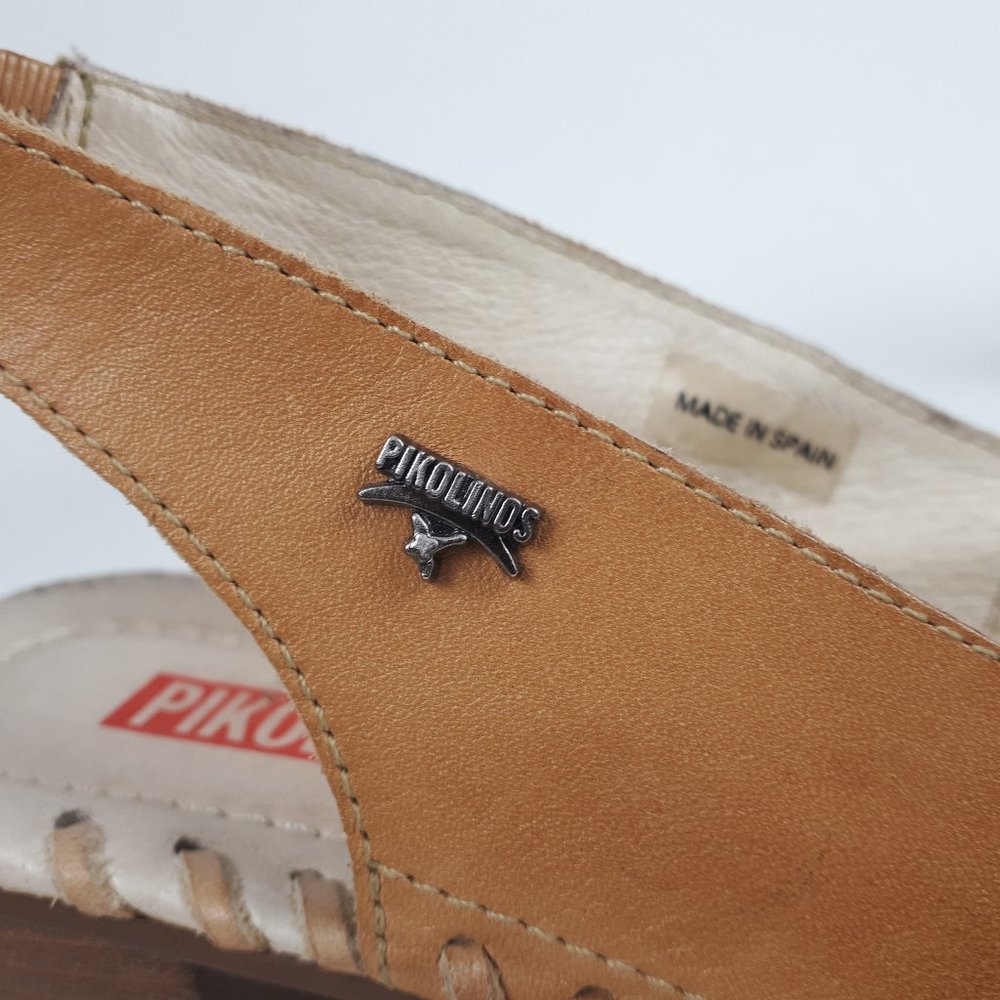 Pikolinos Tan Floral Pattern Sling-back Leather Shoes - Picture 11 of 14